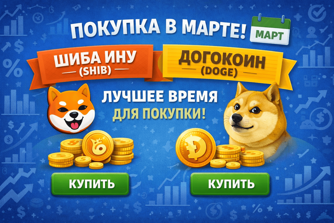 Shiba Inu Dogecoin покупка в марте 2026