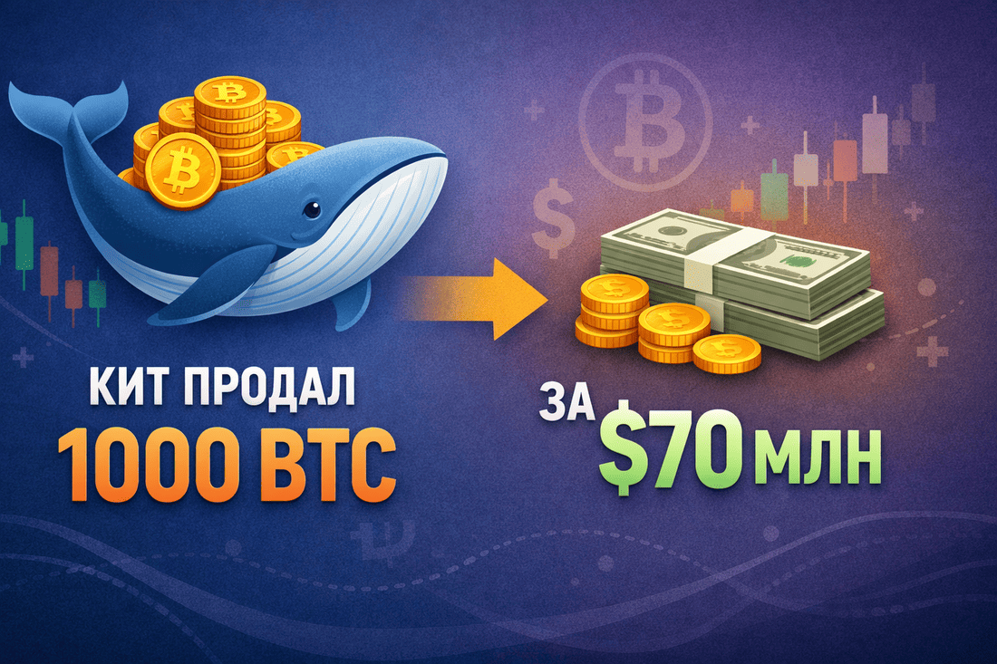 Кит продал 1000 BTC на 70 млн