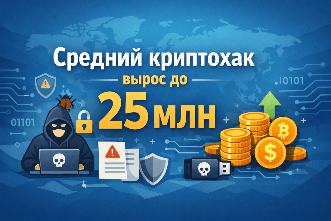 Средний криптовзлом вырос до 25 млн