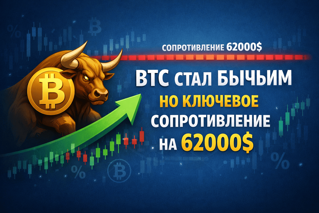 Bitcoin ключевое сопротивление на 62000