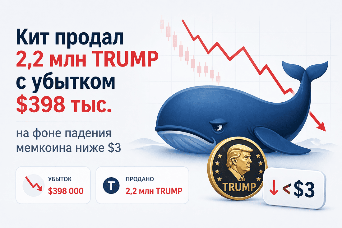 Кит продал 2,2 млн TRUMP с убытком $398 тыс. на фоне падения мемкоина ниже $3