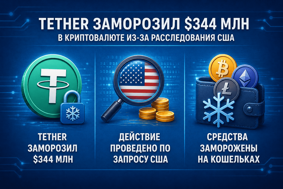 Tether заморозил $344 млн в криптовалюте из-за расследования США