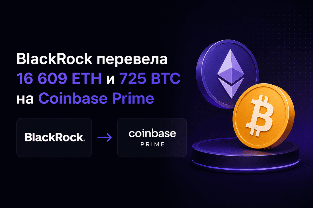 BlackRock перевела 16 609 ETH и 725 BTC на Coinbase Prime