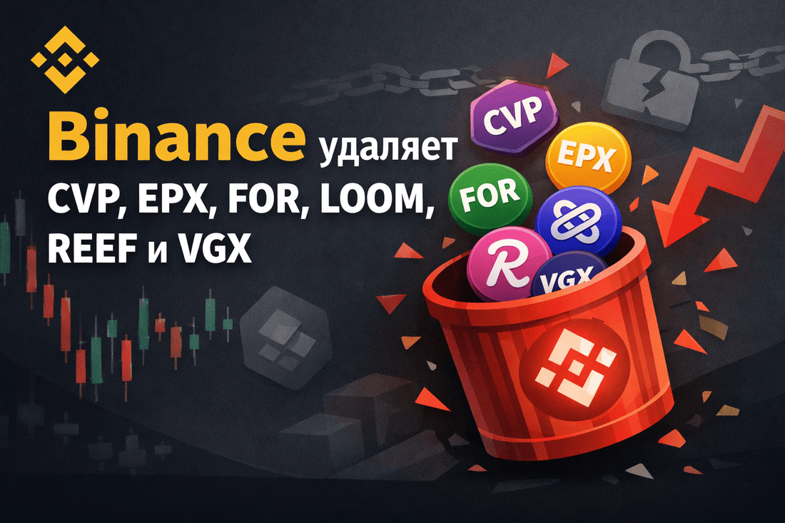 Binance удаляет CVP, EPX, FOR, LOOM, REEF и VGX — реакция рынка