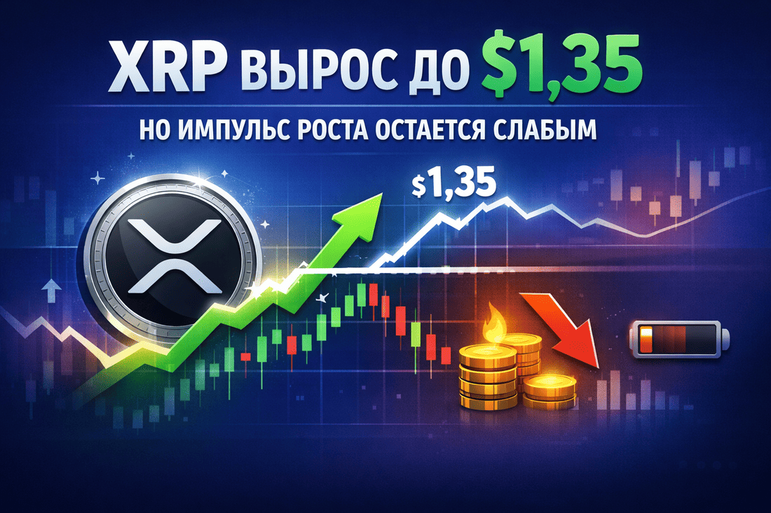 XRP вырос до $1,35 после пробоя, но импульс роста остается слабым