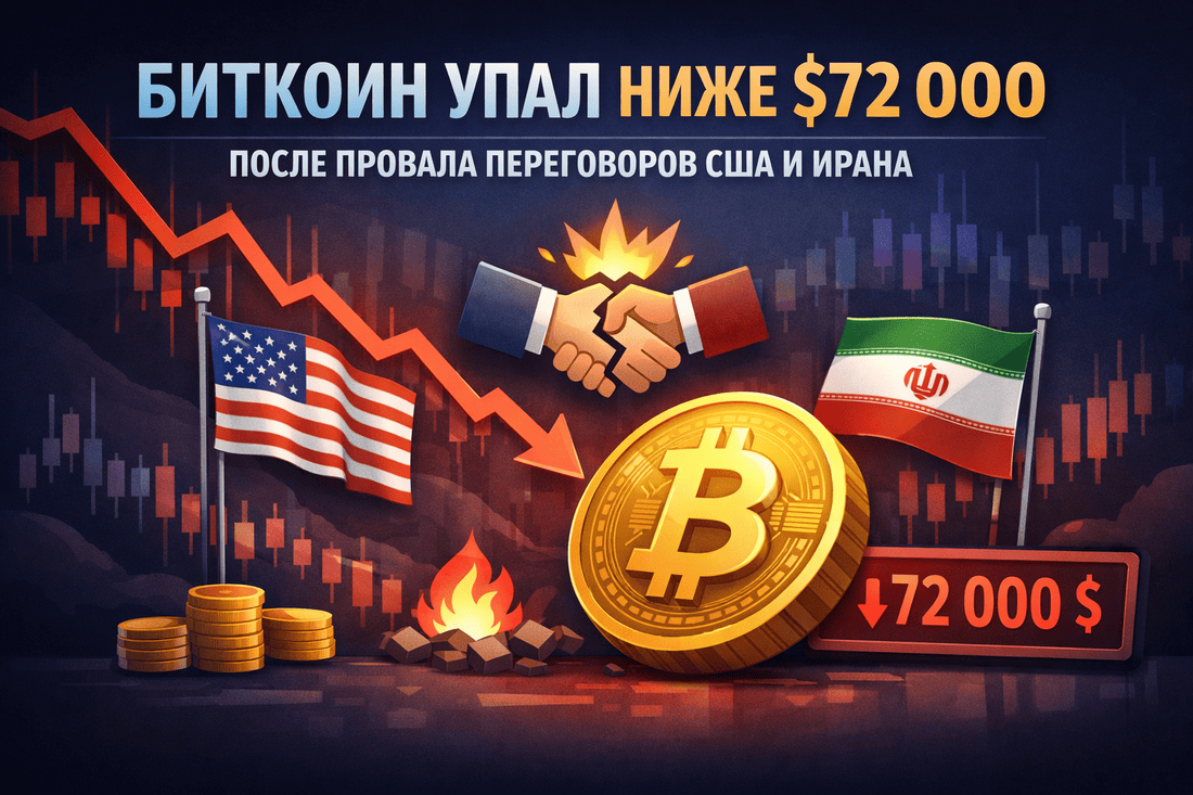 Биткоин упал ниже $72 000 после провала переговоров США и Ирана