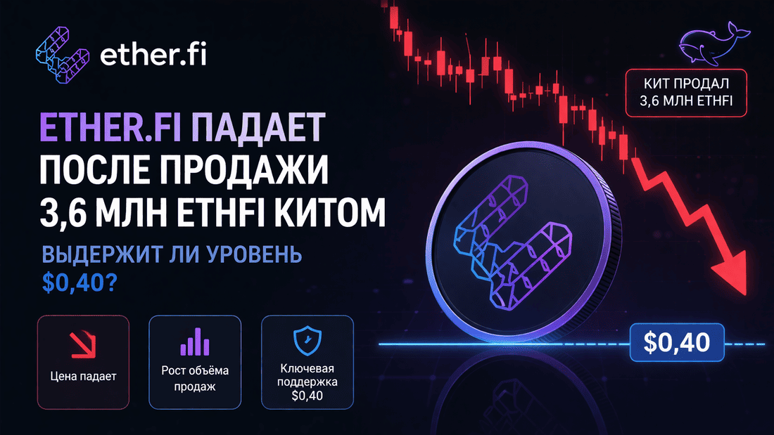 Ether.fi падает после продажи 3,6 млн ETHFI китом: выдержит ли уровень $0,40