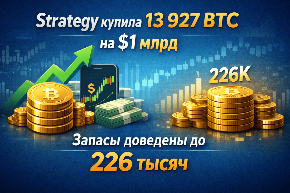Strategy купила 13 927 BTC на $1 млрд и довела запасы до 226 тысяч
