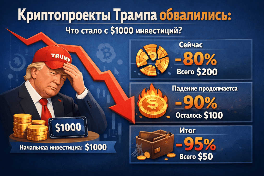 Криптопроекты Трампа обвалились: что стало с $1000 инвестиций