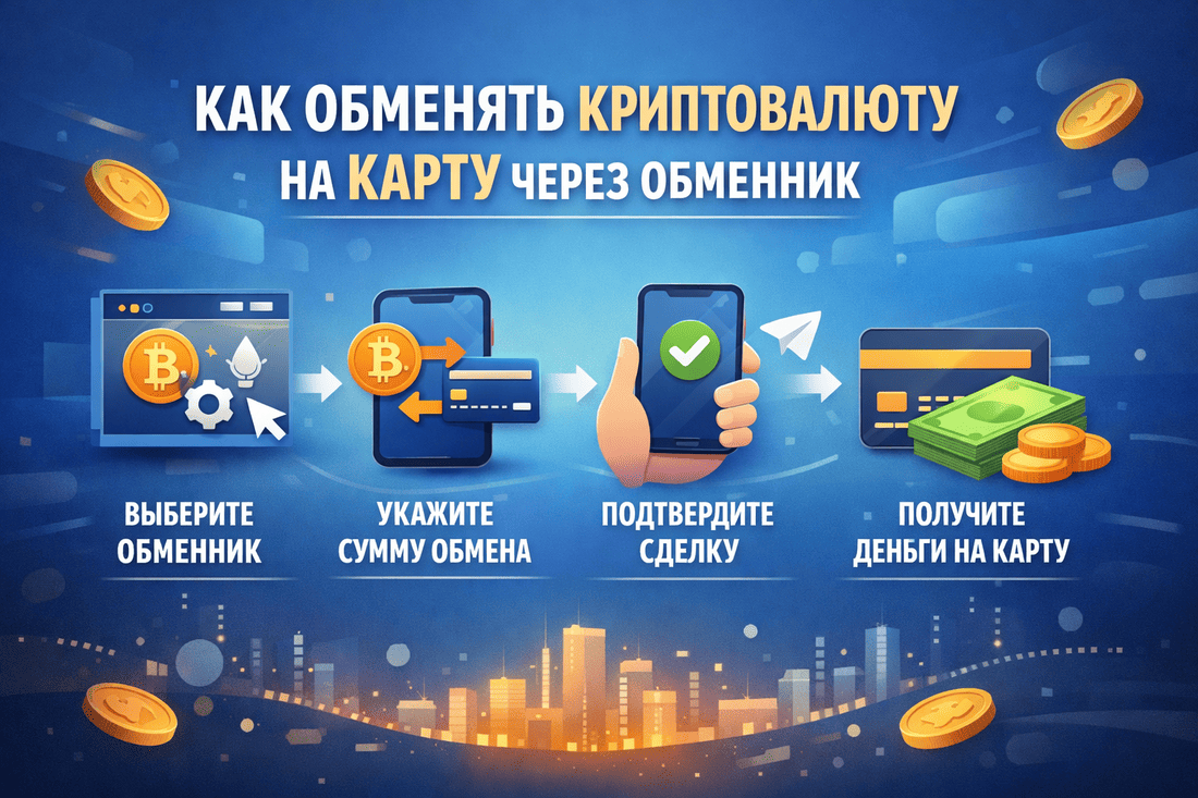 Как обменять криптовалюту на карту через обменник