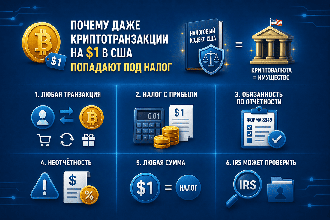 Почему даже криптотранзакции на $1 в США попадают под налог