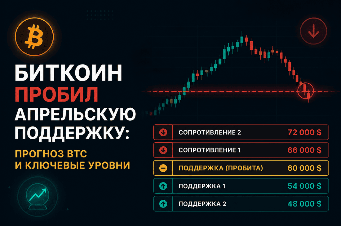 Биткоин пробил апрельскую поддержку: прогноз BTC и ключевые уровни