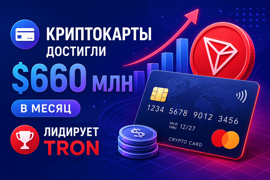 Криптокарты достигли $660 млн в месяц, лидирует TRON