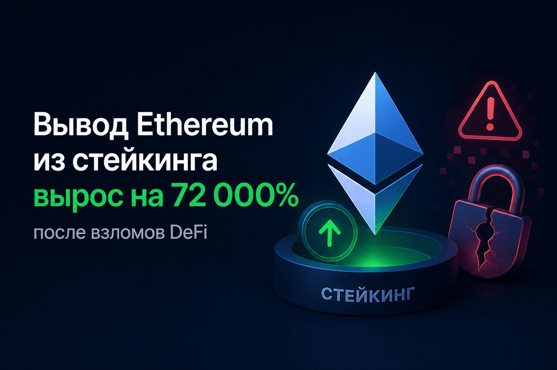 Вывод Ethereum из стейкинга вырос на 72 000% после взломов DeFi