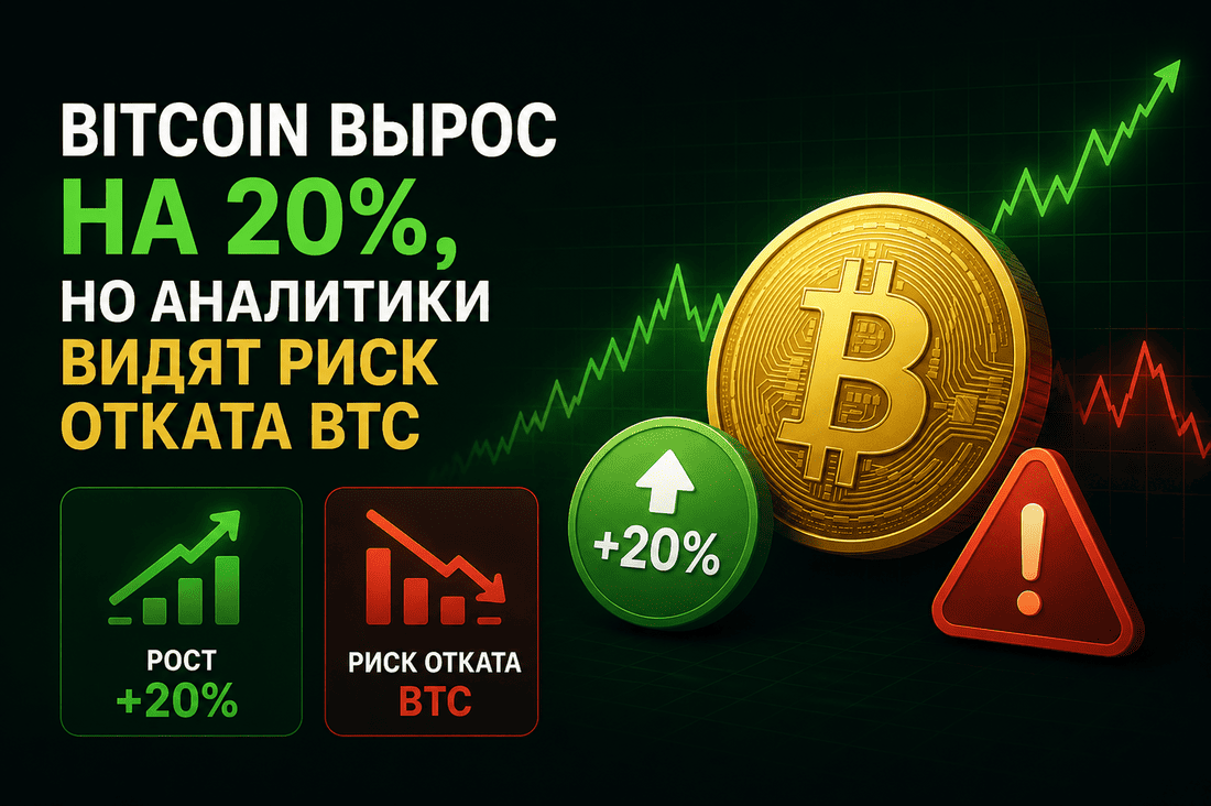Bitcoin вырос на 20%, но аналитики видят риск отката BTC
