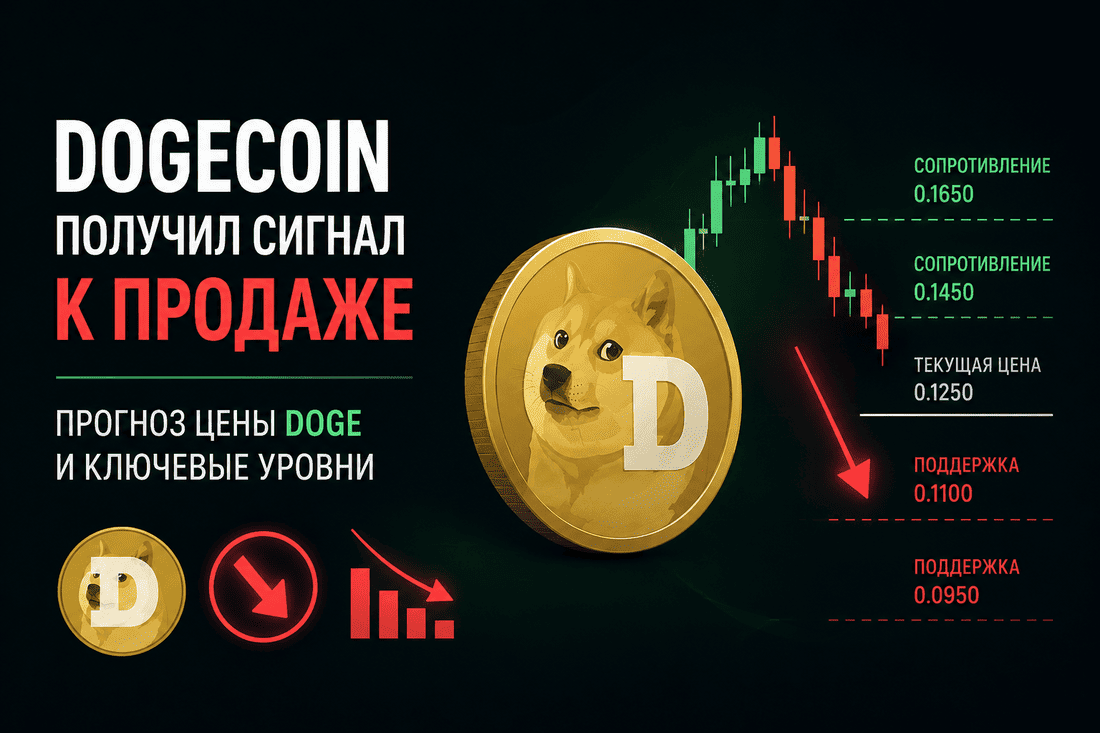 Dogecoin получил сигнал к продаже: прогноз цены DOGE и ключевые уровни