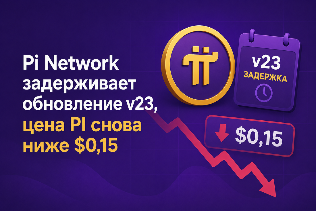 Pi Network задерживает обновление v23, цена PI снова ниже $0,15