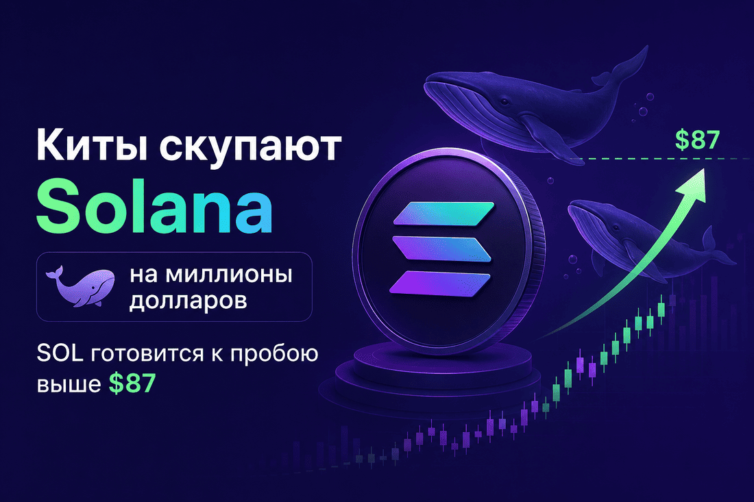 Киты скупают Solana на миллионы долларов, SOL готовится к пробою выше $87