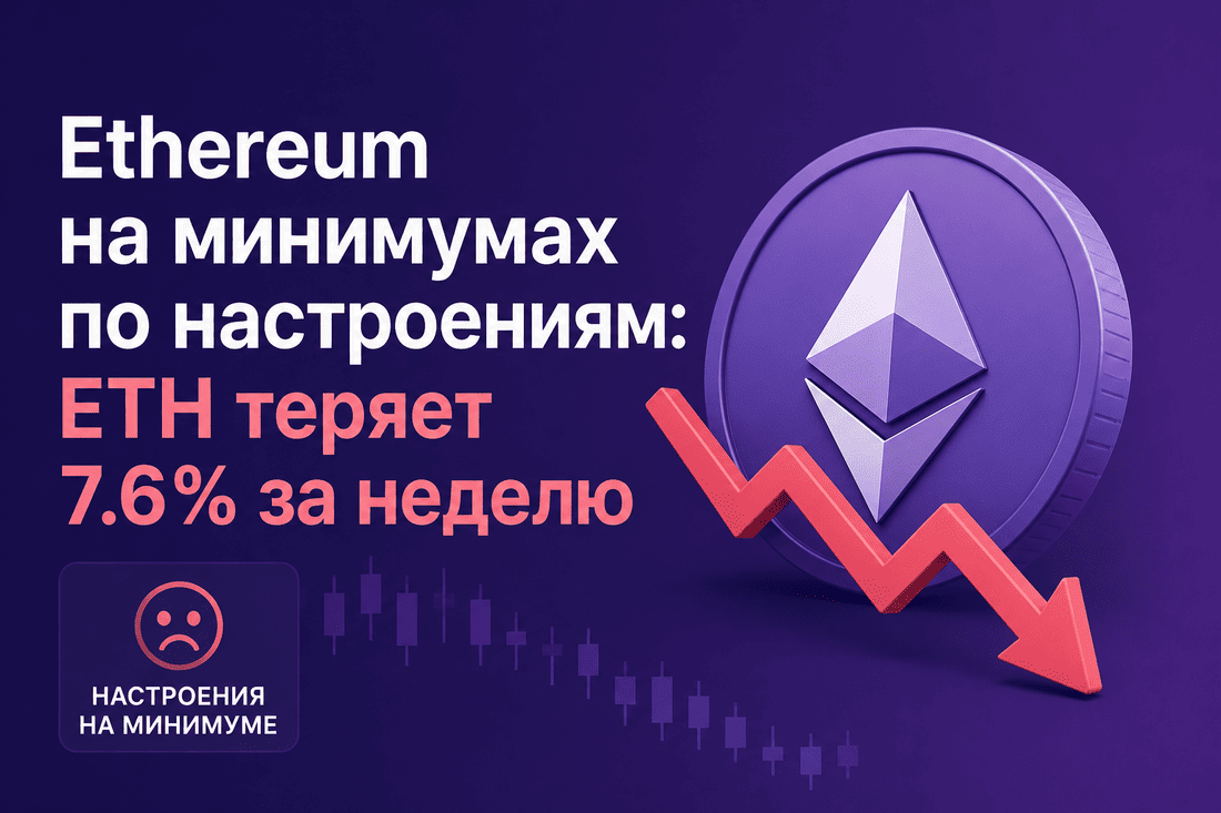 Ethereum на минимумах по настроениям: ETH теряет 7.6% за неделю