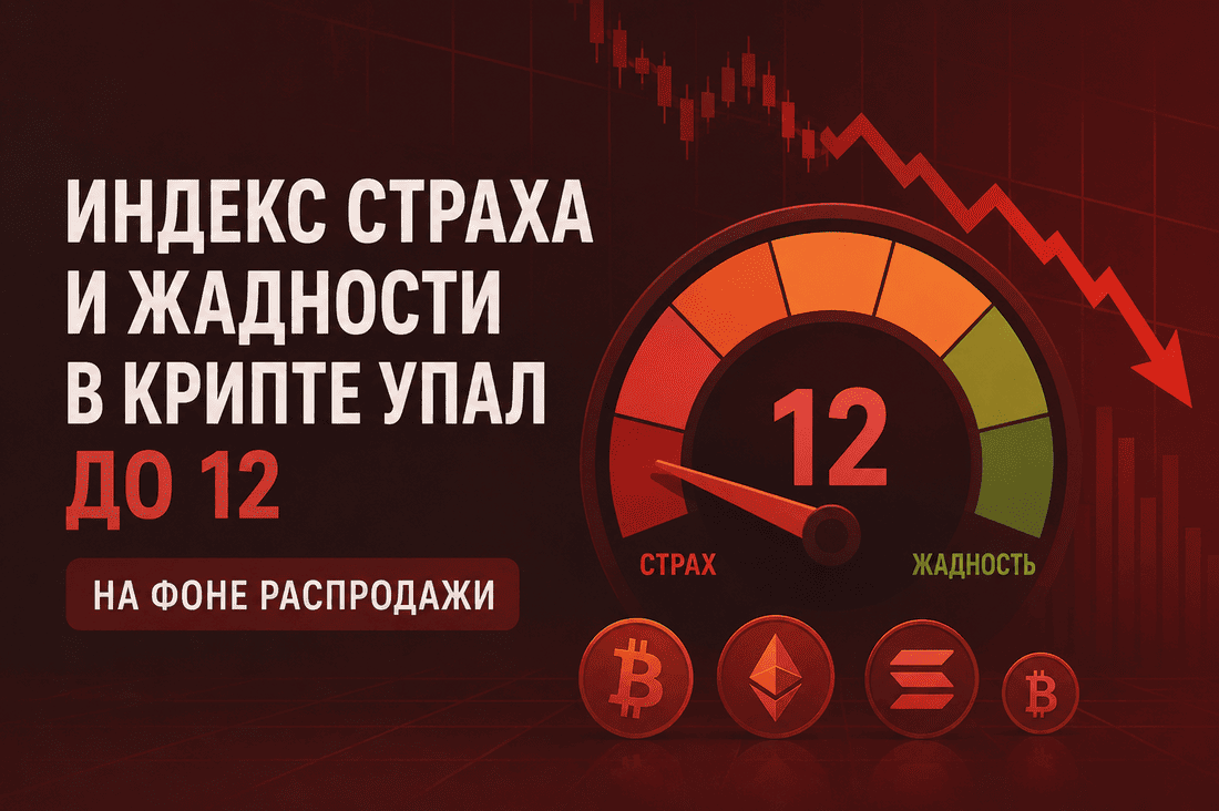 Индекс страха и жадности в крипте упал до 12 на фоне распродажи