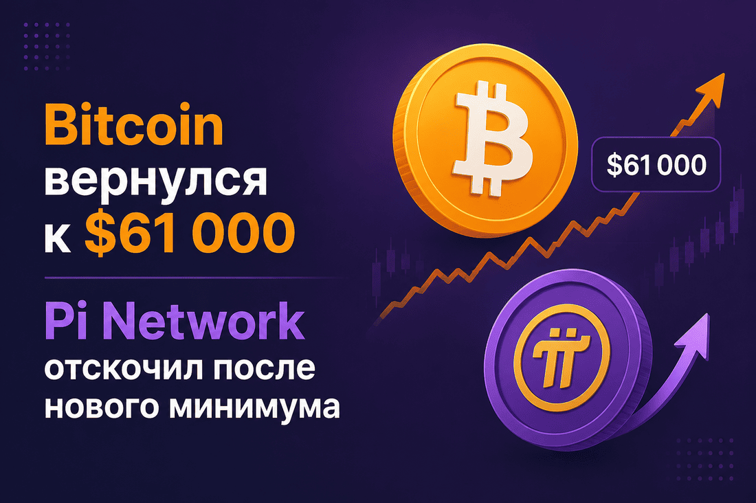 Bitcoin вернулся к $61 000, Pi Network отскочил после нового минимума
