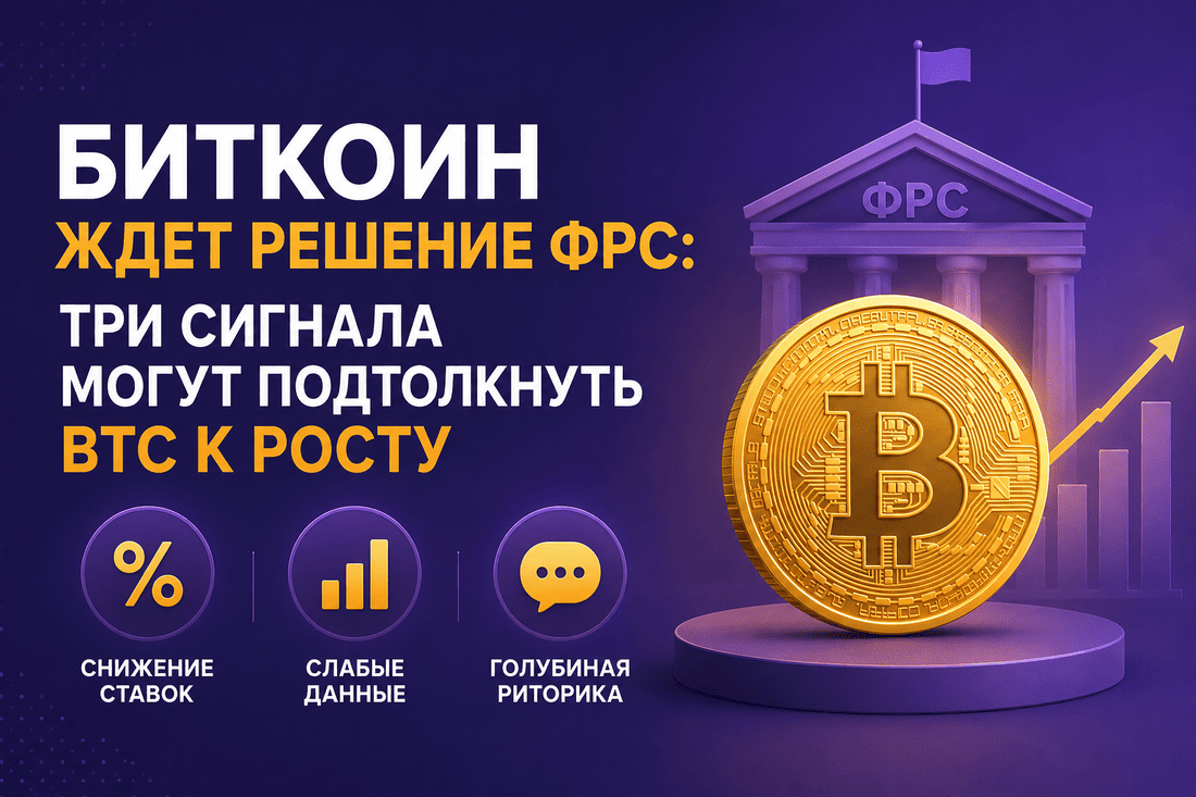 Биткоин ждет решение ФРС: три сигнала могут подтолкнуть BTC к росту