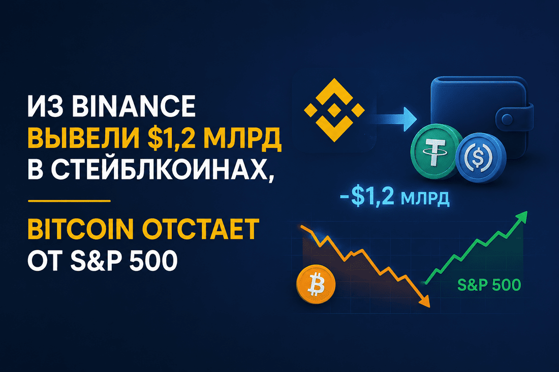 Из Binance вывели $1,2 млрд в стейблкоинах, Bitcoin отстает от S&P 500