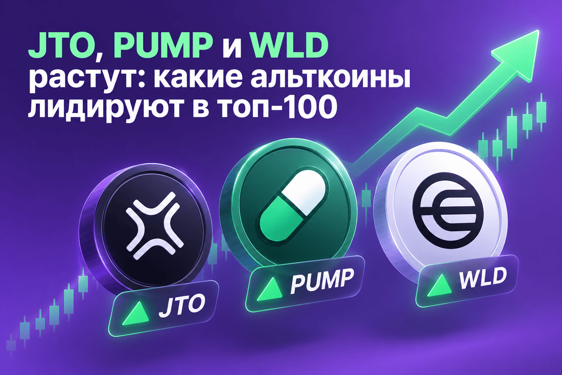 JTO, PUMP и WLD растут: какие альткоины лидируют в топ-100